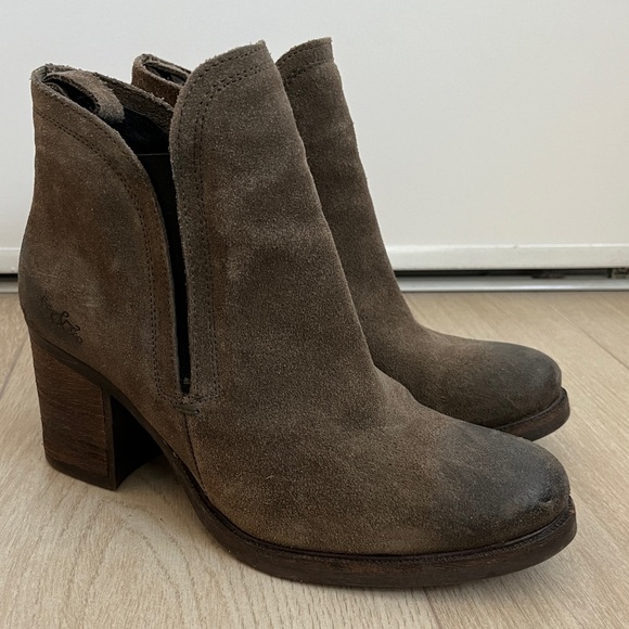 Suede Ankle Bootie in Sage Green - Picture 3 of 12